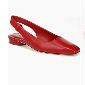 NWOB Vince Vida Leather Slingback Flats Red Square Toe Size 6